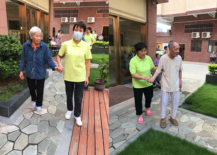 金慈疗养院老人们晨起散步啦